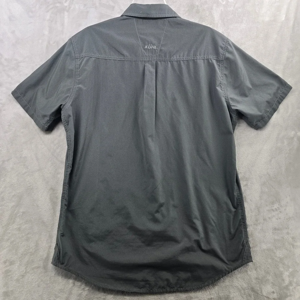 Kuhl Eluxur Shirt Mens Medium Gray Short Sleeve Button Up Hiking Technical - Picture 7 of 9